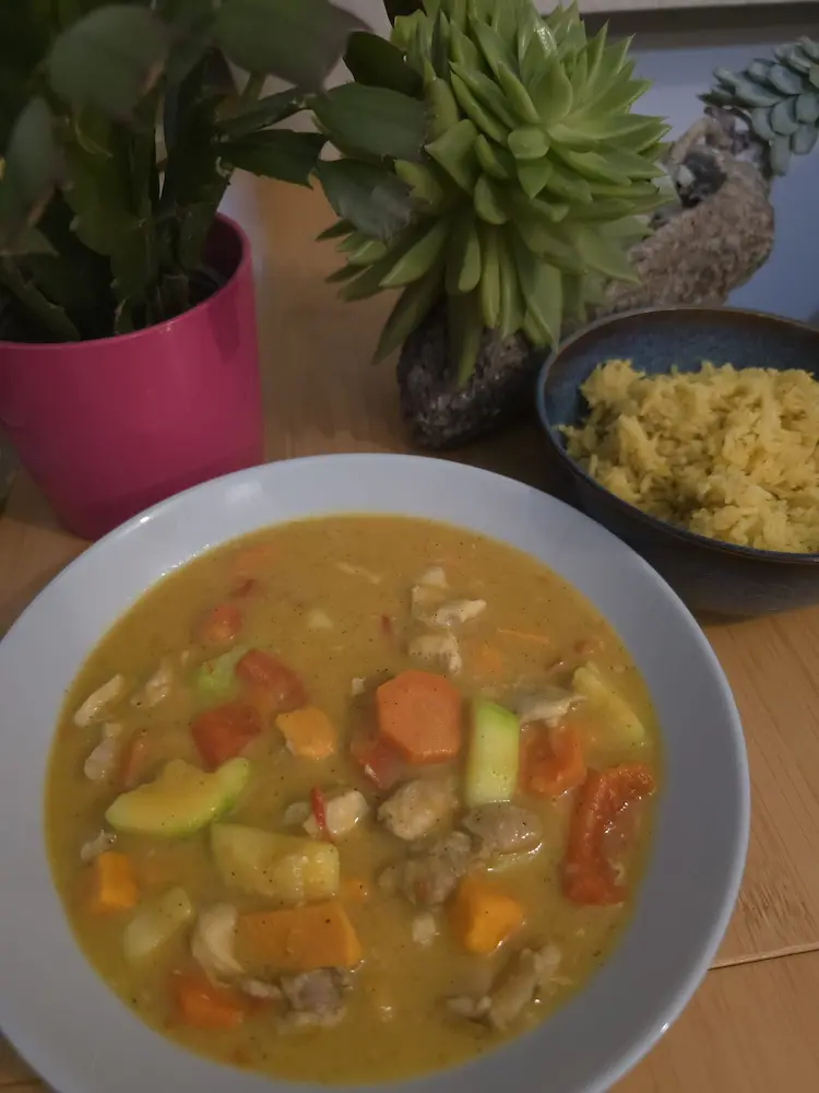 Curry z batatami i kurczakiem przygotowane w Thermomixie