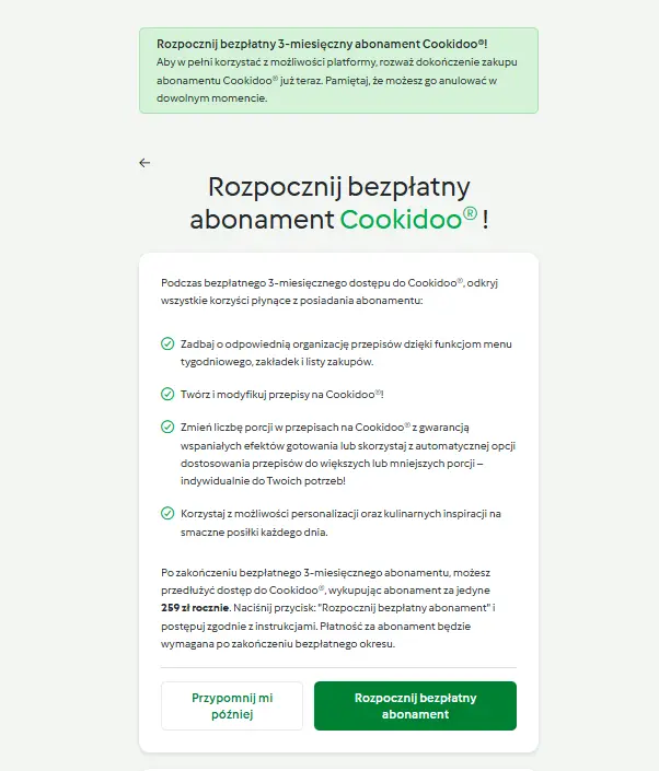 Rozpoczęcie bezpłatnego 3-miesięcznego abonamentu Cookidoo na Thermomixie TM7.