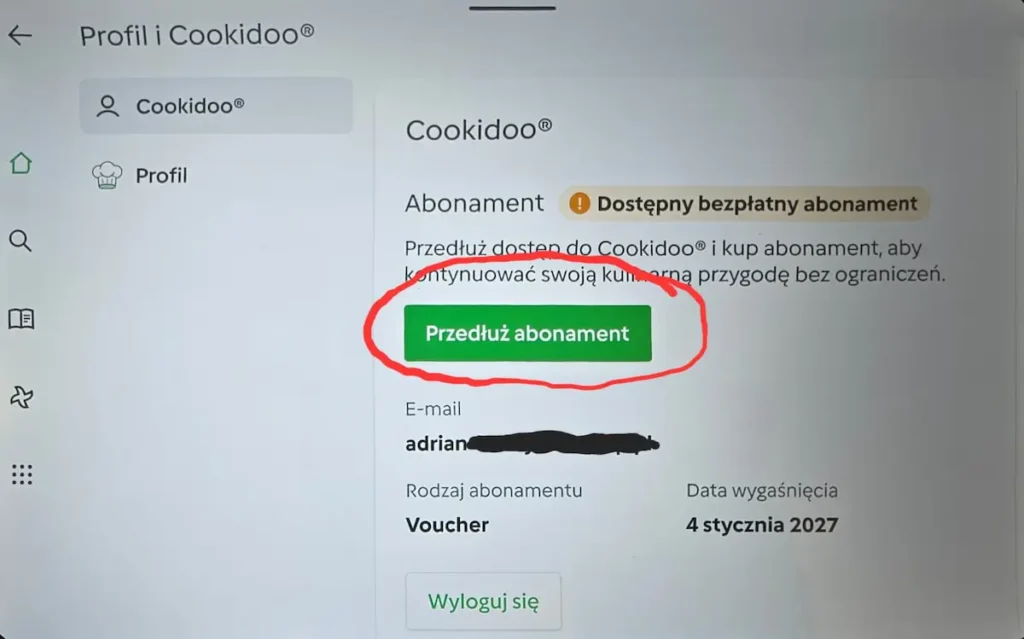 Przedłuż abonament w sekcji Profil i Cookidoo na Thermomixie TM7